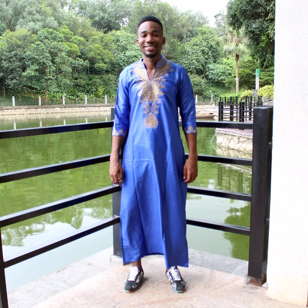 Dashikiage Унисекс Новая мода базин длинная рубашка африканская вышивка кафтан