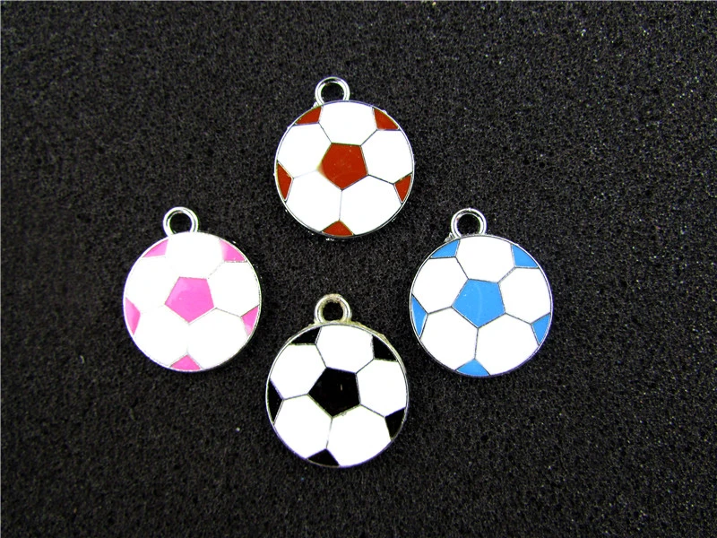 

AE705 смешанный цвет 20 шт сплавочная эмаль футбол подвески кулон 23x19 мм