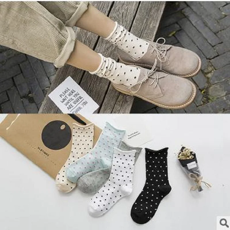 Осенне зимние Новые Смешные Женские носки в горошек|autumn socks|piling socksjapanese socks |
