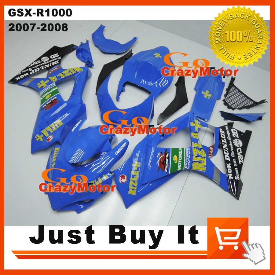 Подходит для SUZUKI K7 GSX R1000 GSXR1000 2007 2008 OEM Настроить синий гоночный мотоцикл