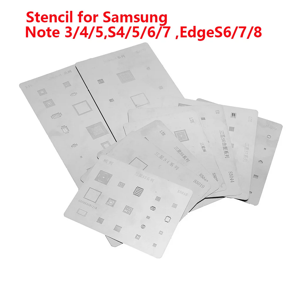 

10pcs/lot Motherboard IC Chip BGA Reballing Stencil Kits Set Solder template for Samsung S4 S5 S6 S7 S8 Edge Note 3 4 5