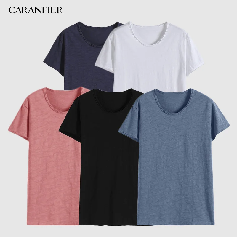 CARANFIER 3 шт. 4 5 футболка летняя новая мужская с коротким рукавом Лоскутная