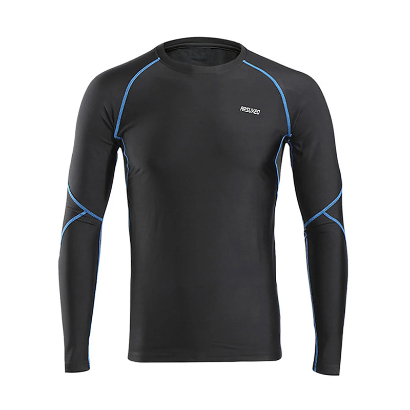 Black Blue Tops Мужское быстросохнущее термобелье для велоспорта, быстросохнущее нижнее белье для катания на лыжах/верховой езды/альпинизма/пешего туризма - Цвет: Black Blue Tops