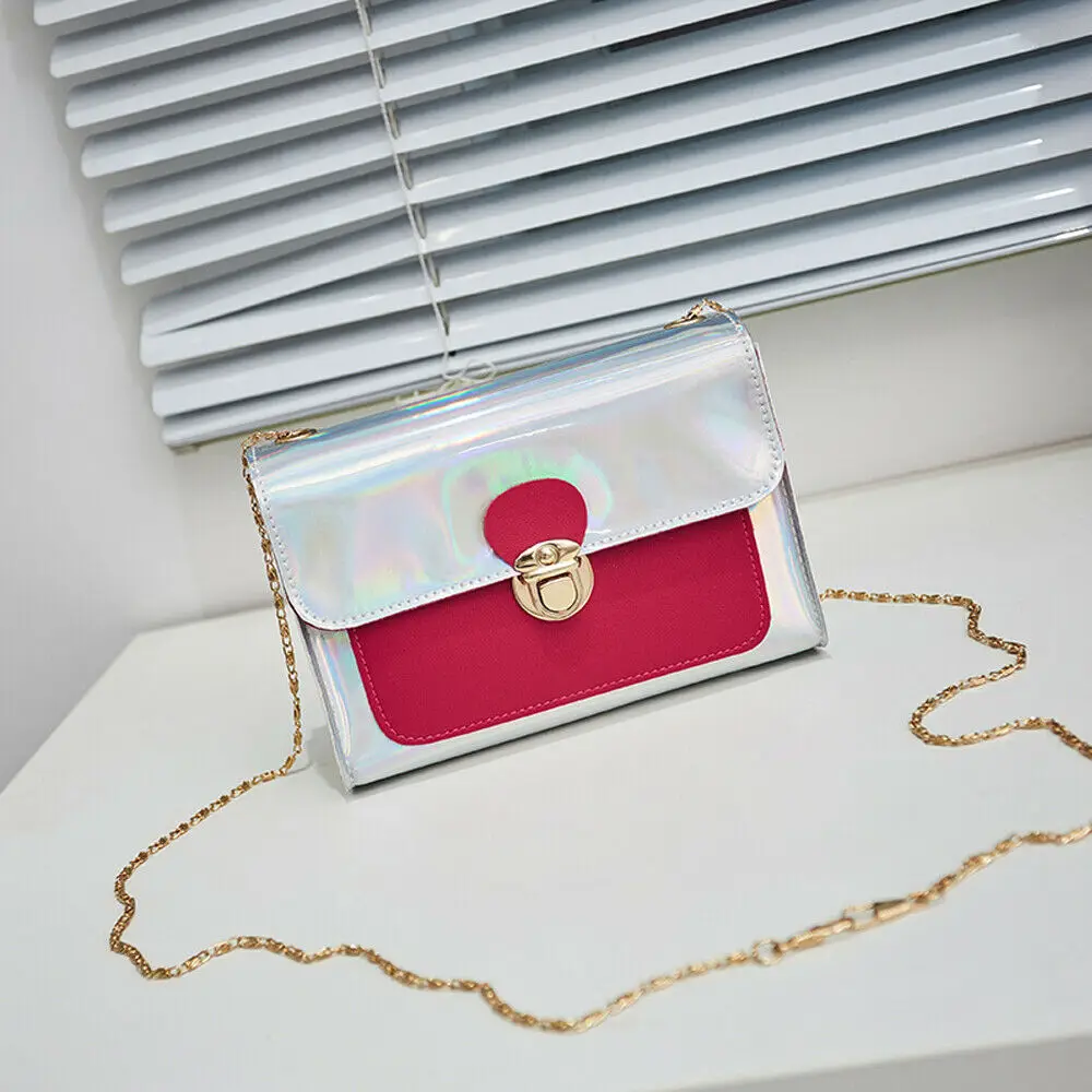 Женская мода Лазерная голографическая маленькая сумка через плечо для девушек