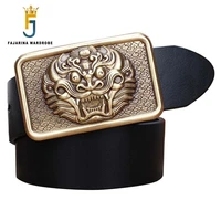 fajarina 100 pure cowhide genuine leather crazy animal pattern brass slide buckle belts for men jean strap mens jeans n17fj147