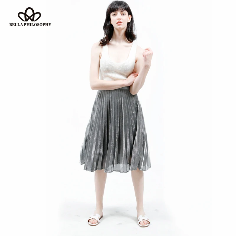Heydress весенне летняя новая плиссированная юбка металлического цвета Женская