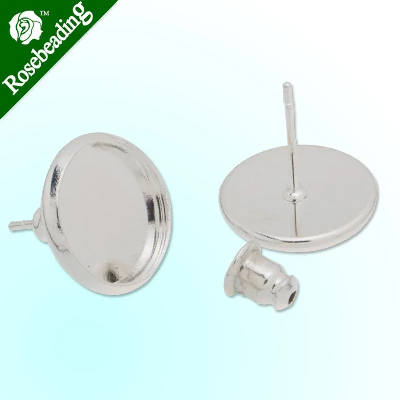 Новый бренд 2013-2014 Посеребренные серьги гвоздики с 12мм гнездом подходит для