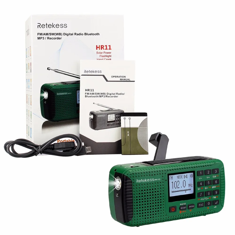 RETEKESS аварийное радио Портативный FM AM SW рукоятки Солнечный Bluetooth