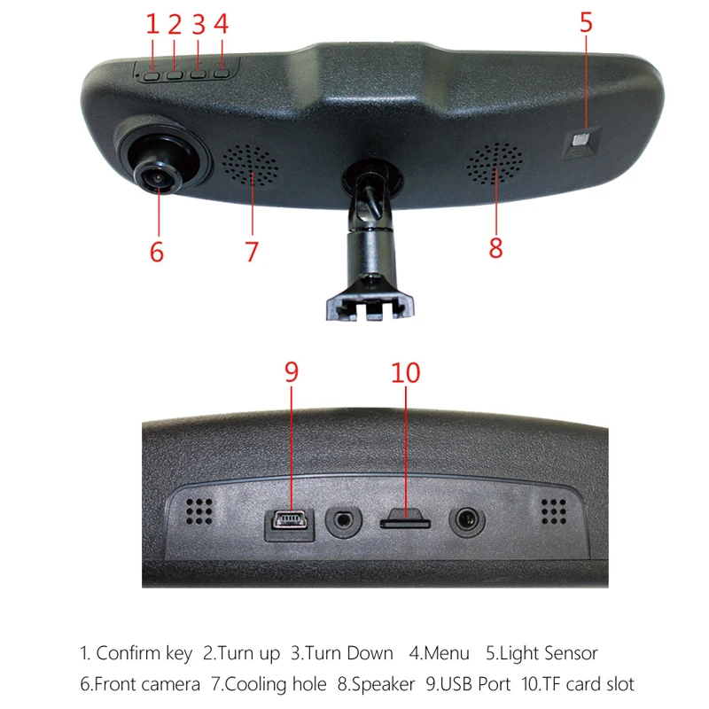 5 &quotHD Dash камера Автомобильный видеорегистратор внутреннее зеркало заднего вида