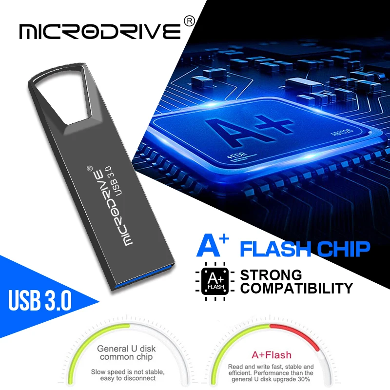 Metal High Speed 16GB 32GB 64GB Usb 3.0 Flash Drive Pen Drive 128GB Usb Stick Flash Drive Class 10 With Keychain Thumb Drive