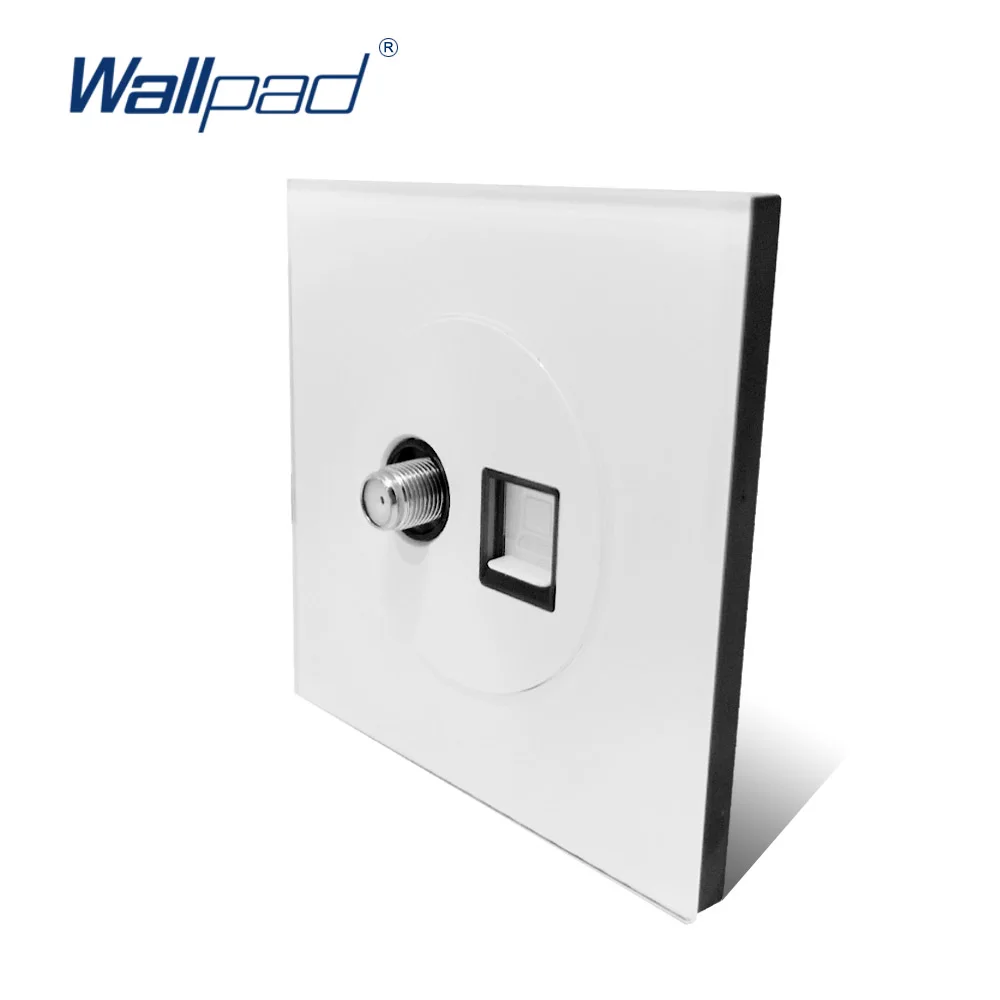 Wallpad L6 белая стеклянная рамка антенна спутникового ТВ и RJ45 Ethernet ПК CAT6 розетка для