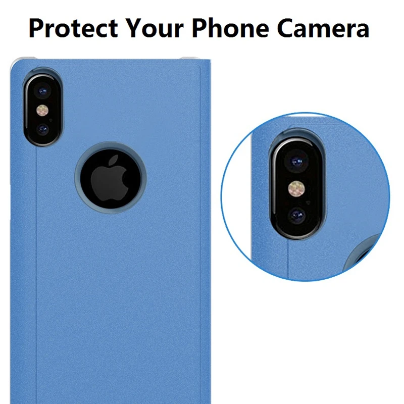 Умный зеркальный чехол для телефона Apple Iphone 5, 5S, 6, 6 S, 7, 8 Plus, откидной Чехол для Iphone X, XR, XS, MAX, кожаный задний Чехол бант etui