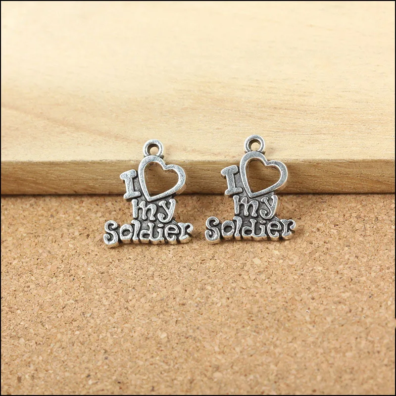 Посеребренные подвески в стиле I love My Soldier 20 шт./лот х17 мм|silver eagle charm|silver penguin charmsilver
