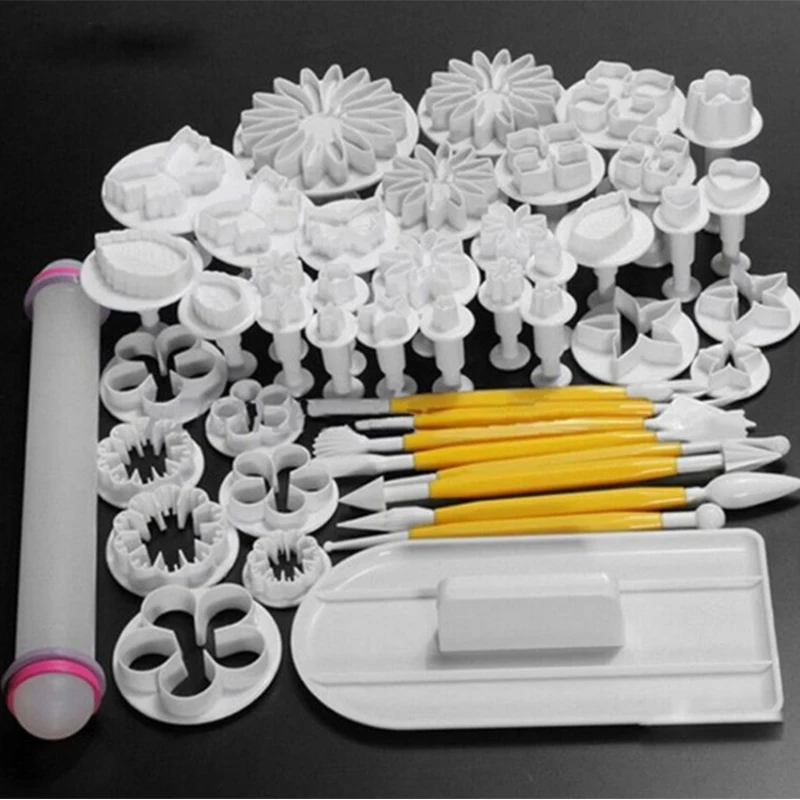 46pcs Sugarcraft Cake Decorating Tools Fondant Plunger Cutters Cookie Biscuit Mold Bakeware Accessories | Дом и сад