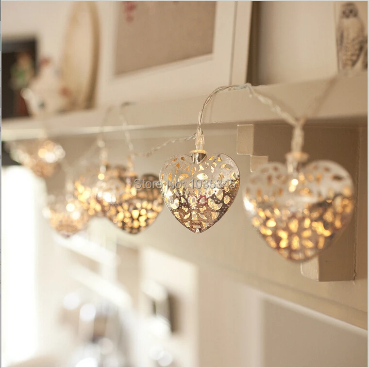 Сказочная светодиодная гирлянда с серебряным сердцем 3 м 20 светодиодов