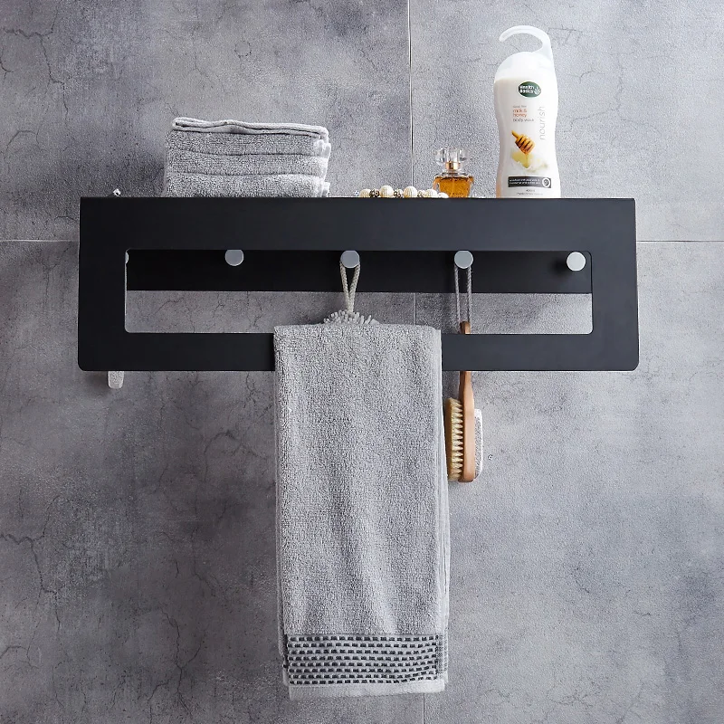 KAIYING Alumimum Bathroom Towel Rack Wall-mounted Double Holder Clothes Organizer Storage Shelf Accessories | Обустройство дома