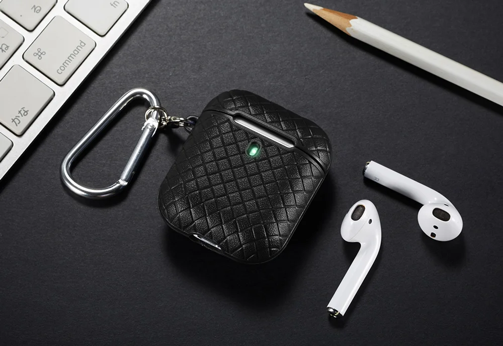 IQD для AirPods чехол тонкий чехол Портативный защитный текстурированный противоударный тканый мягкий TPU для Apple AirPod 1 и 2 аксессуары