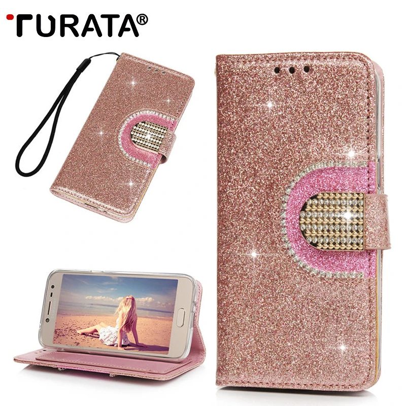 Блестящий кожаный чехол ошейник украшенный фальшивыми алмазами для Samsung Galaxy J2 Pro