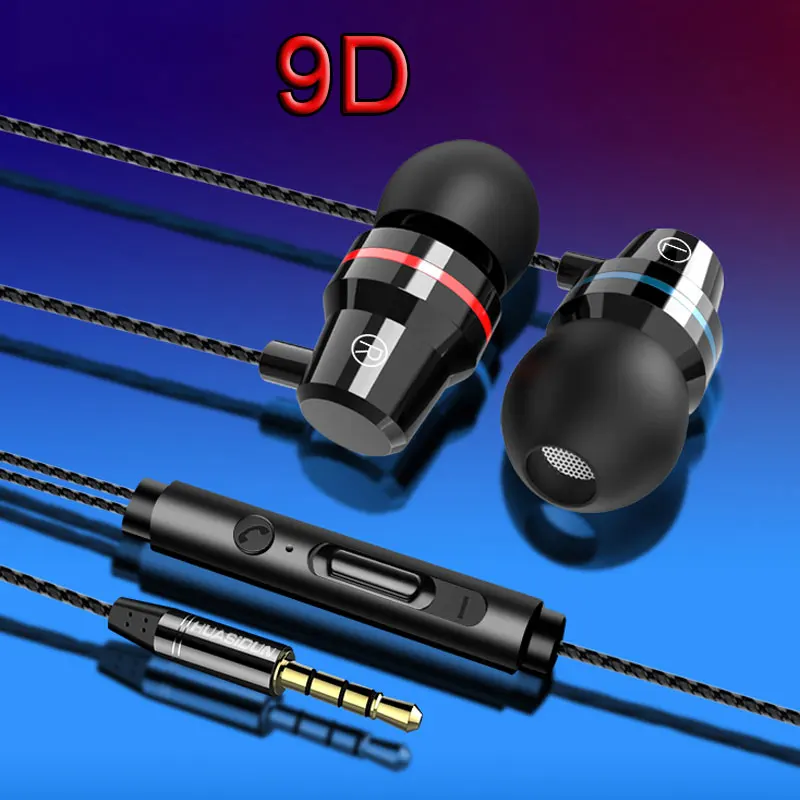 3 5 мм Проводные супер бас наушники спортивные с шумоподавлением микрофоном