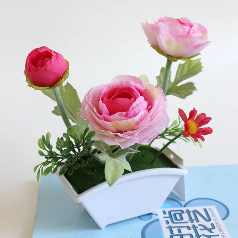 

Artificial Rose Bonsai Silk Flower Simulation Flower Tea Rose Peony Bouquet Wedding Home Decoration Flower Head DIY Accessories
