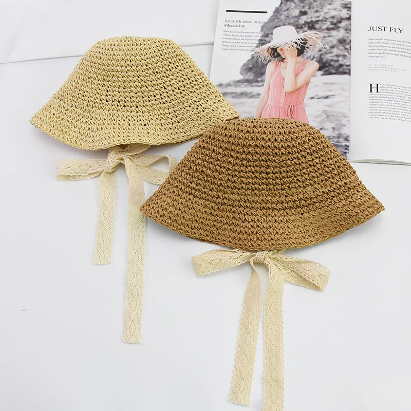 2019 Spring and summer women baby girl fisherman hat cute lace cap 1-4 years old children's sun visor straw parent-child | Детская