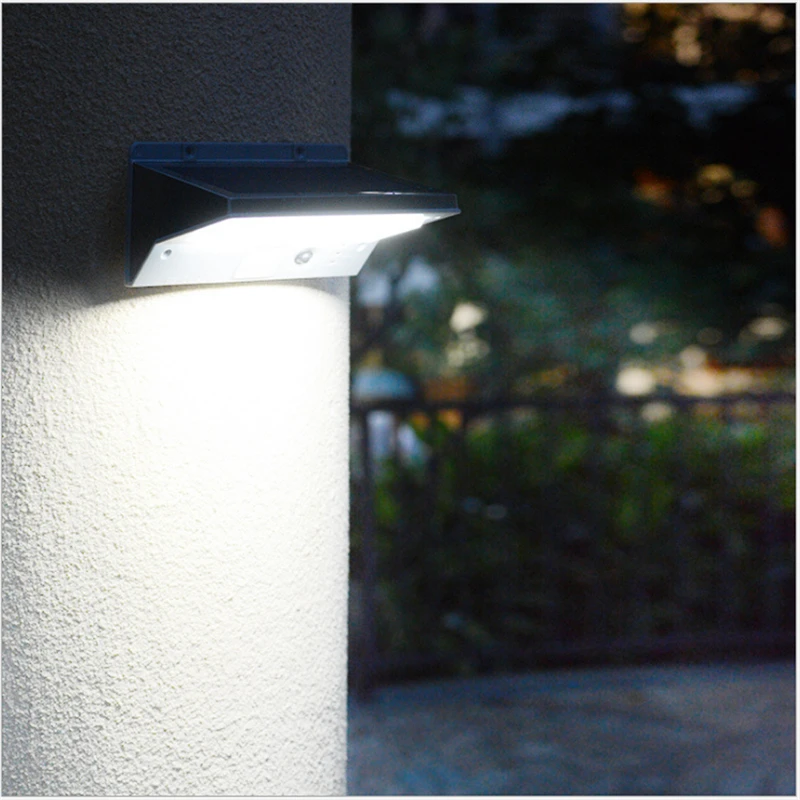 Солнечная настенная светодиодная лампа для наружного освещения IP44 без проводов, 2 Вт, работающая 10-12 часов с датчиком движения PIR, 3 режима изменения.