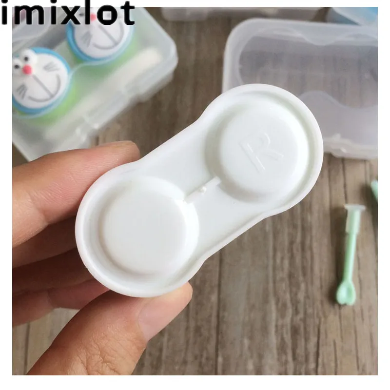 IMIXLOT двойная коробка для контактных линз мультфильм кошачьи очки милый чехол