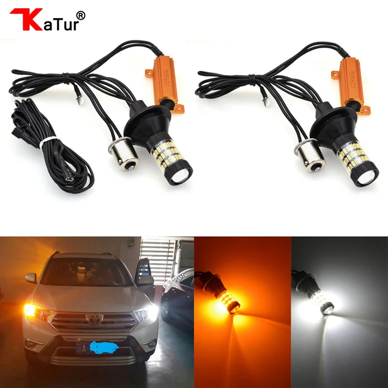 Katur 2 шт. 3156 P27W светодиодные сигнальные лампы Canbus Нет ошибки OBC Габаритные огни горки LED белый янтарь/желтый Освещение