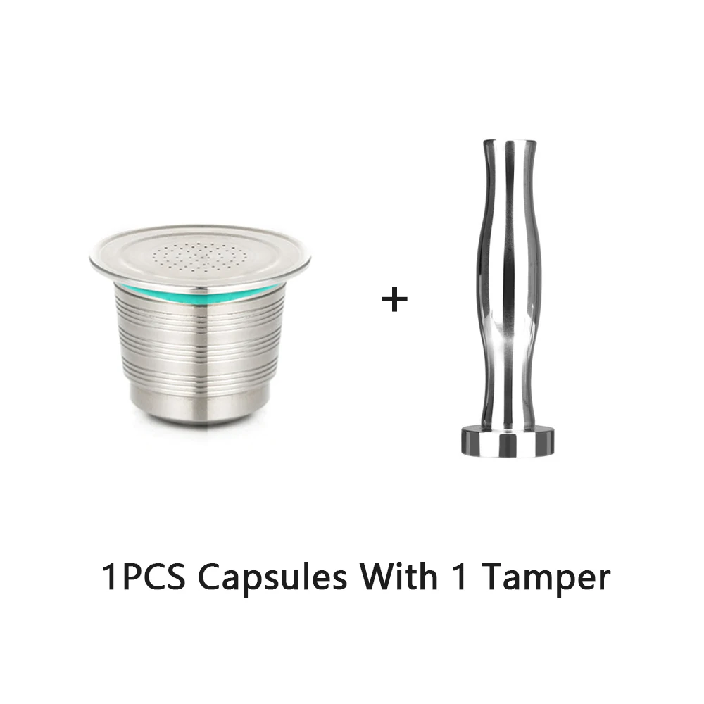 1 Capsule 1 Tamper Многоразовые капсулы кофе Nespresso трамбовочный набор многоразового использования из нержавеющей стали Эспрессо Pod фильтр перезаряжаемый Nespresso кофе инструмент - Цвет: 1 Capsule 1 Tamper