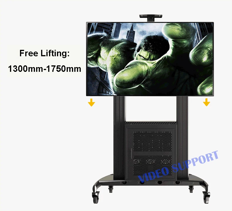 

NB AVG1800-100-1P Aluminum Mobile Workstation TV Cart With G200 AV Cabinet and AVT1800-100-1P Fit 60"-100" Flat Panel LED LCD TV