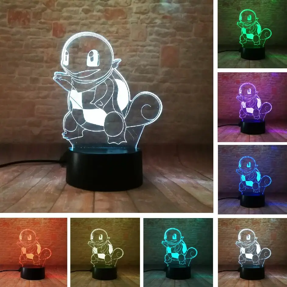 Покебол PIKACHU Bulbasaur Bay Role 3D RGB лампа Pokemon Go экшн-фигурка визуальная Иллюзия светодиодный Праздничный Рождественский подарок Ночной светильник - Испускаемый цвет: Style 2