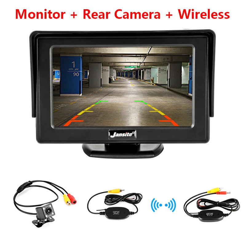 Wireless version Jansite 4," TFT lcd Автомобильный Монитор цветной дисплей Беспроводная камера s камера заднего вида парковочная система для автомобильных мониторов заднего вида NTSC/PAL - Цвет: Wireless version