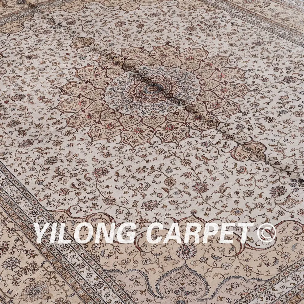 Koop Yilong 9'x12 'Perzische Handgeknoopte Zijden Kleed Grote Antieke Turkse Handgemaakte Tapijt (ZW013M9x12)