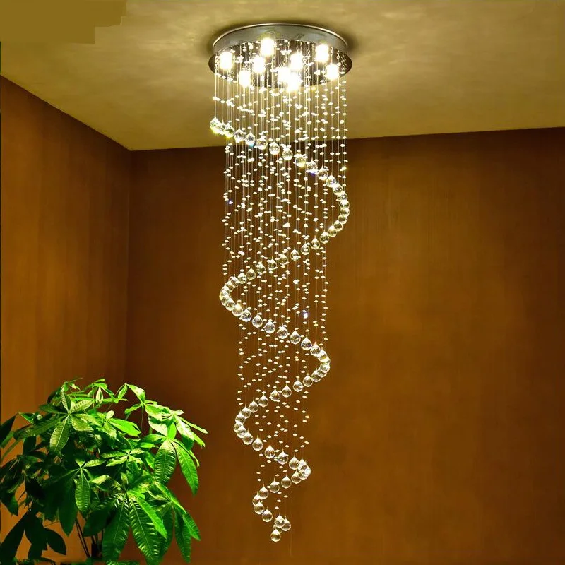 売る K9 クリスタルランプ階段ランプ階段ライトペンダントライトスパイラルクリスタルペンダントランプリビングルームライト階段照明器具 ZCL