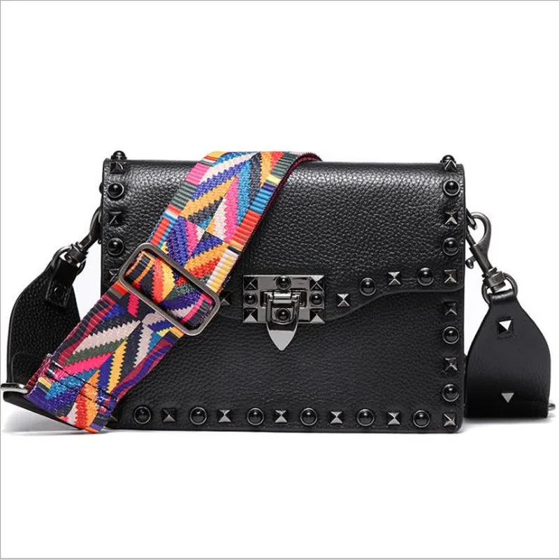 Новые 2018 классические ретро Box сумка с заклепки Crossbody для женщин Для из
