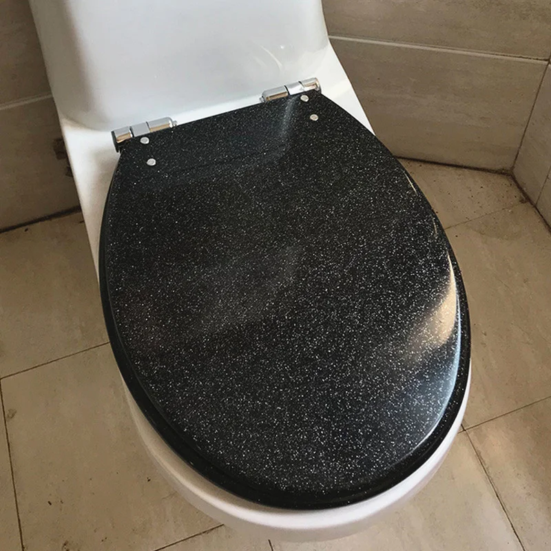 European style resin toilet seats lid,black Universal buffer resin toilet seat,Thicken Stylish Slow-Close toilet seat cover