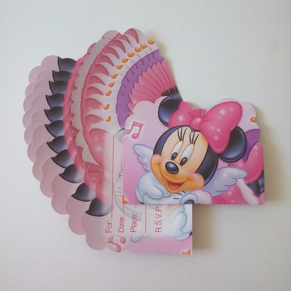 12pcs/set Minnie Mouse Invitation Card Cartoon Theme Party For Kids Birthday Decoration Supply Festival | Дом и сад