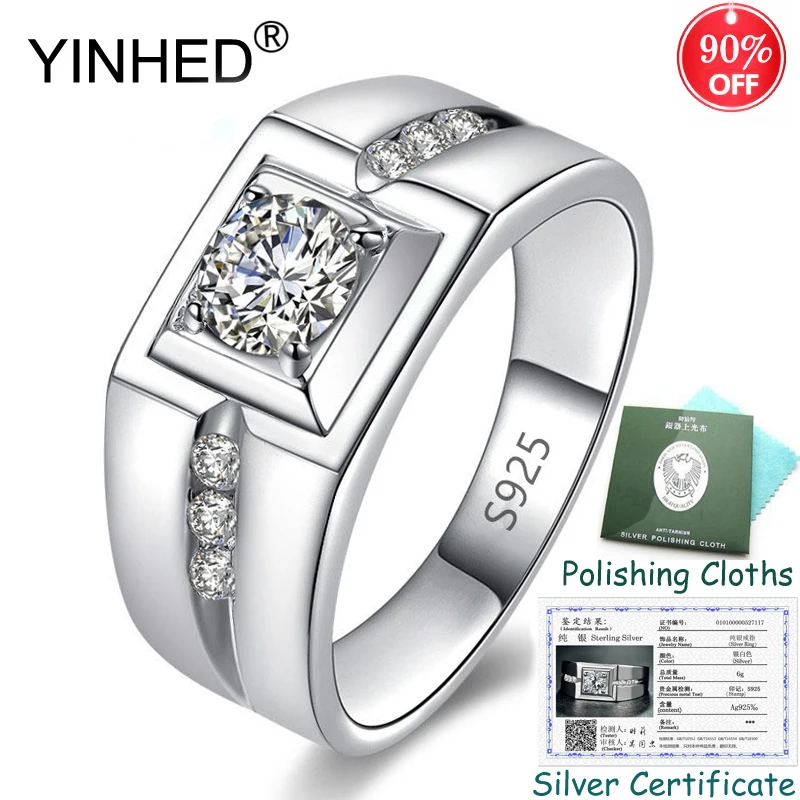 Отправлен Серебряный сертификат! YINHED 100% 925 пробы Серебряное кольцо 6 мм круглые