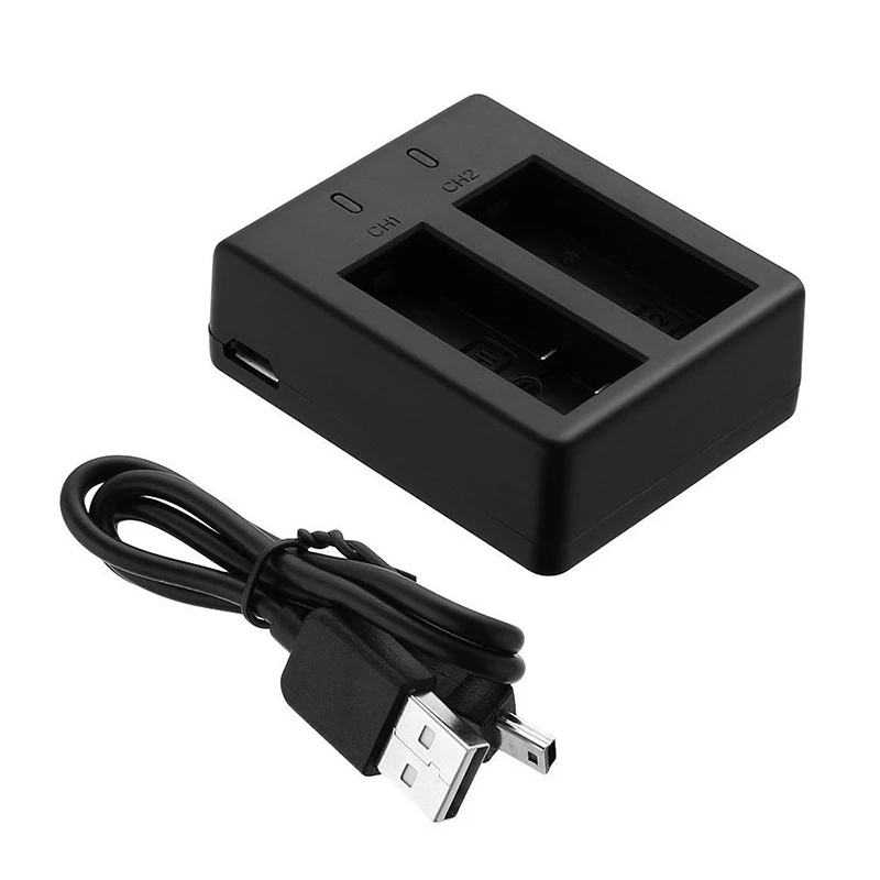 Универсальное зарядное устройство для спортивной камеры двойное с usb кабелем SJ4000