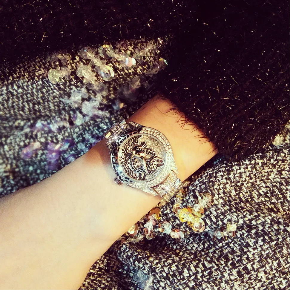 Лидер продаж женские часы высшего качества роскошные стальные полностью Стразы