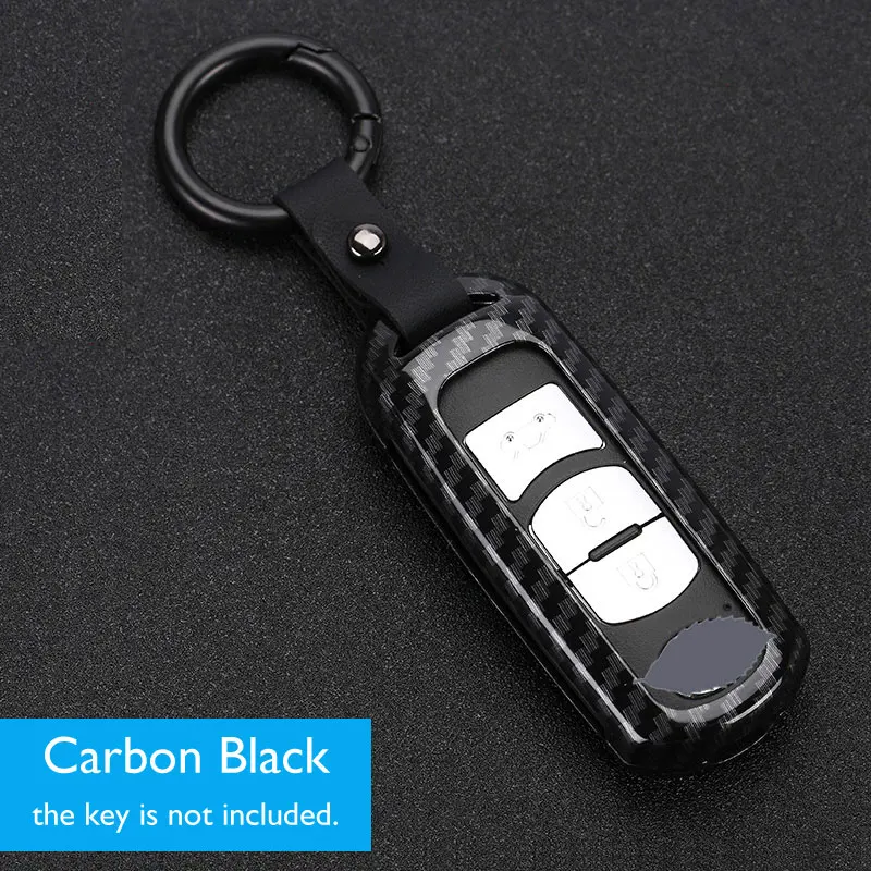 Carbon Black Цинковый брелок для автомобильных ключей, чехол для ключей для Mazda 2 3 5 6 CX-3 CX-5 CX-7 CX-9 MX-5 Miata RX-8 дистанционного Fob чехол Брелок протектор сумка аксессуар - Название цвета: Carbon Black