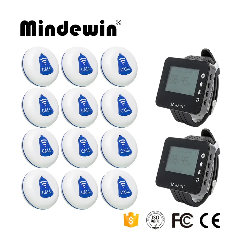 Mindewin Беспроводная система вызова для ресторана официанта пейджер 12 шт.