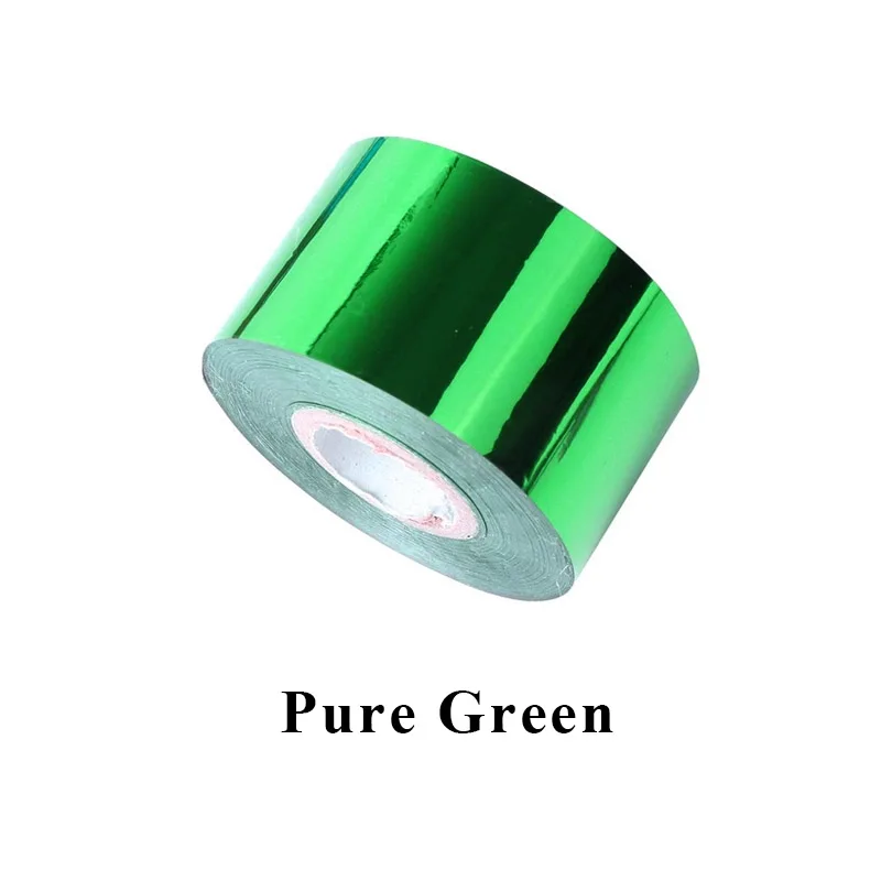 Pure Green 1 рулон Фольга для ногтей Переводные обертывания металлические цветные наклейки-лак для ногтей 120x0,04 м блестящее звездное небо бумажное украшение для маникюра «сделай сам» советы - Цвет: Pure Green