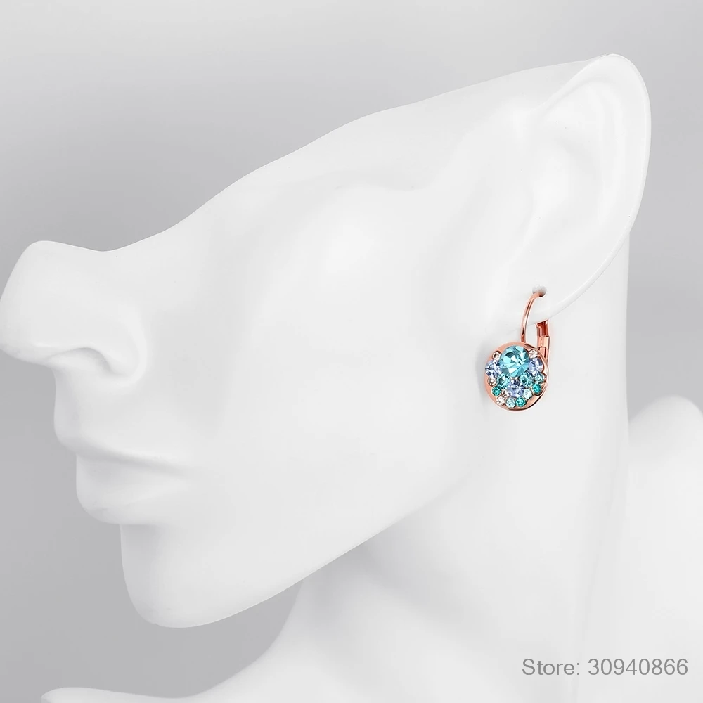 Модные круглые очаровательные серьги-гвоздики с кристаллами Swarovski, женские серьги с чешскими кристаллами, ювелирных изделий Brinco