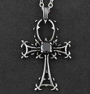 

Ankh R setro pattern cross Pendant necklaceweater chain hollow cool gift dropshipping black crystal fashion jewelry Gothic