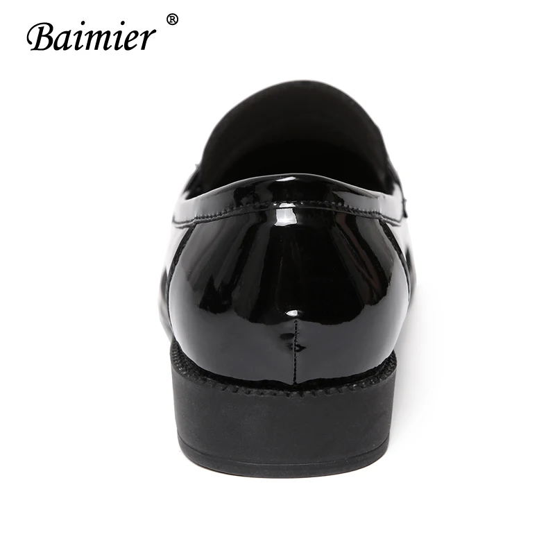 Черные туфли оксфорды Baimier из лакированной кожи для женщин женские в британском