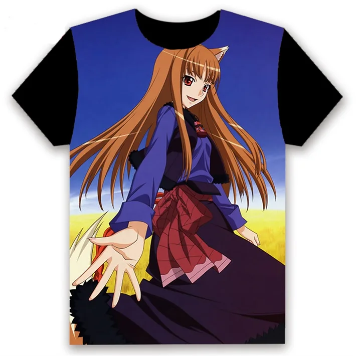14 Аниме футболка Spice and Wolf Holo Косплей короткий рукав Женская Мужская черная футболка Повседневная летняя футболка Otaku - Цвет: 14