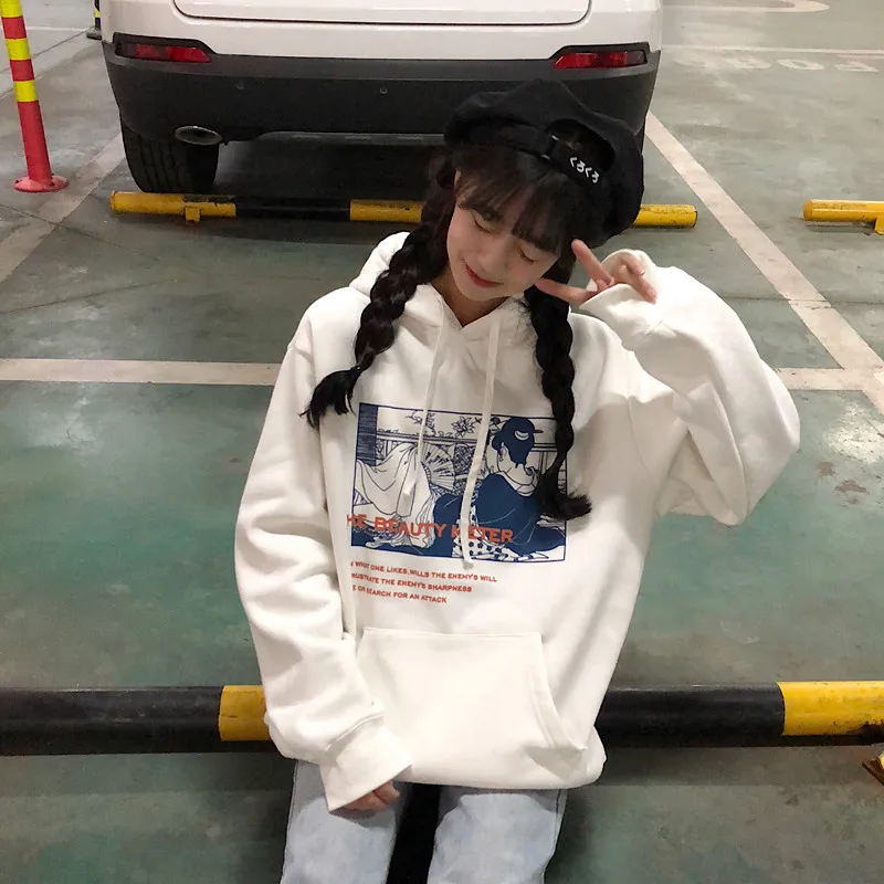 Осень 2021 толстовка женская одежда корейский стиль Ulzzang Harajuku свободные свитшоты с