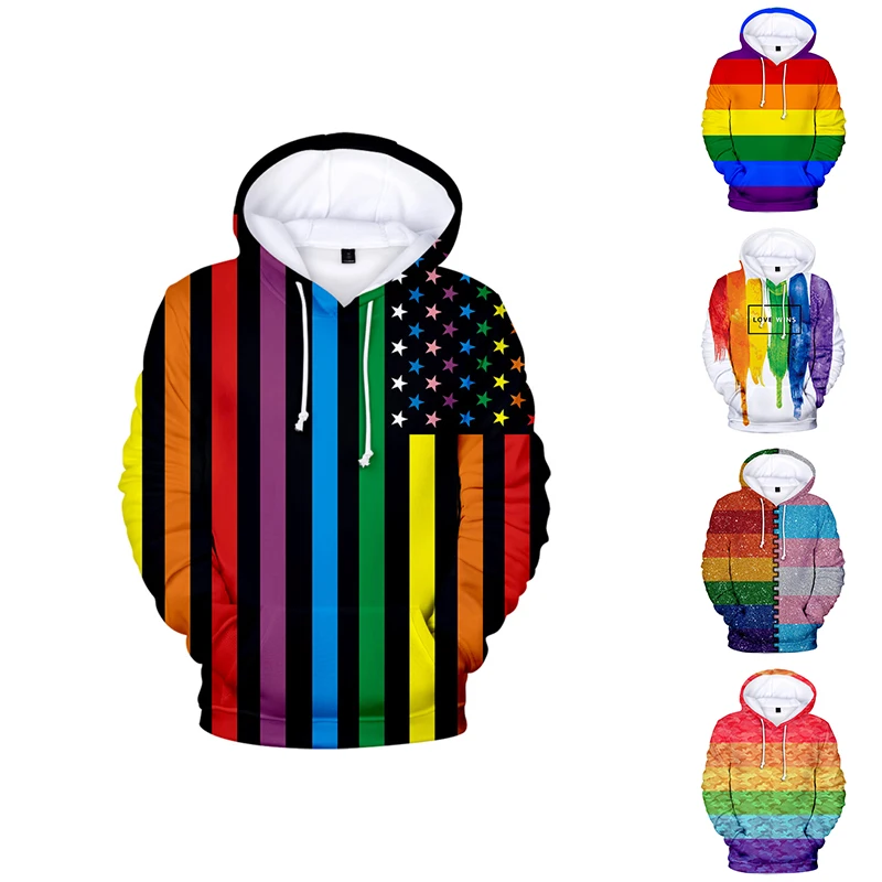 LGBT Радуга флаг лесбиянок Gays толстовки с капюшоном модные женские Горячая