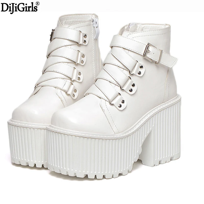 

Botas Y Botines Mujer 2020 Brand Designer Rock Style Platform Boots Punk Martin Boots Fashion Motorcycle Boots Black Ankle Boots